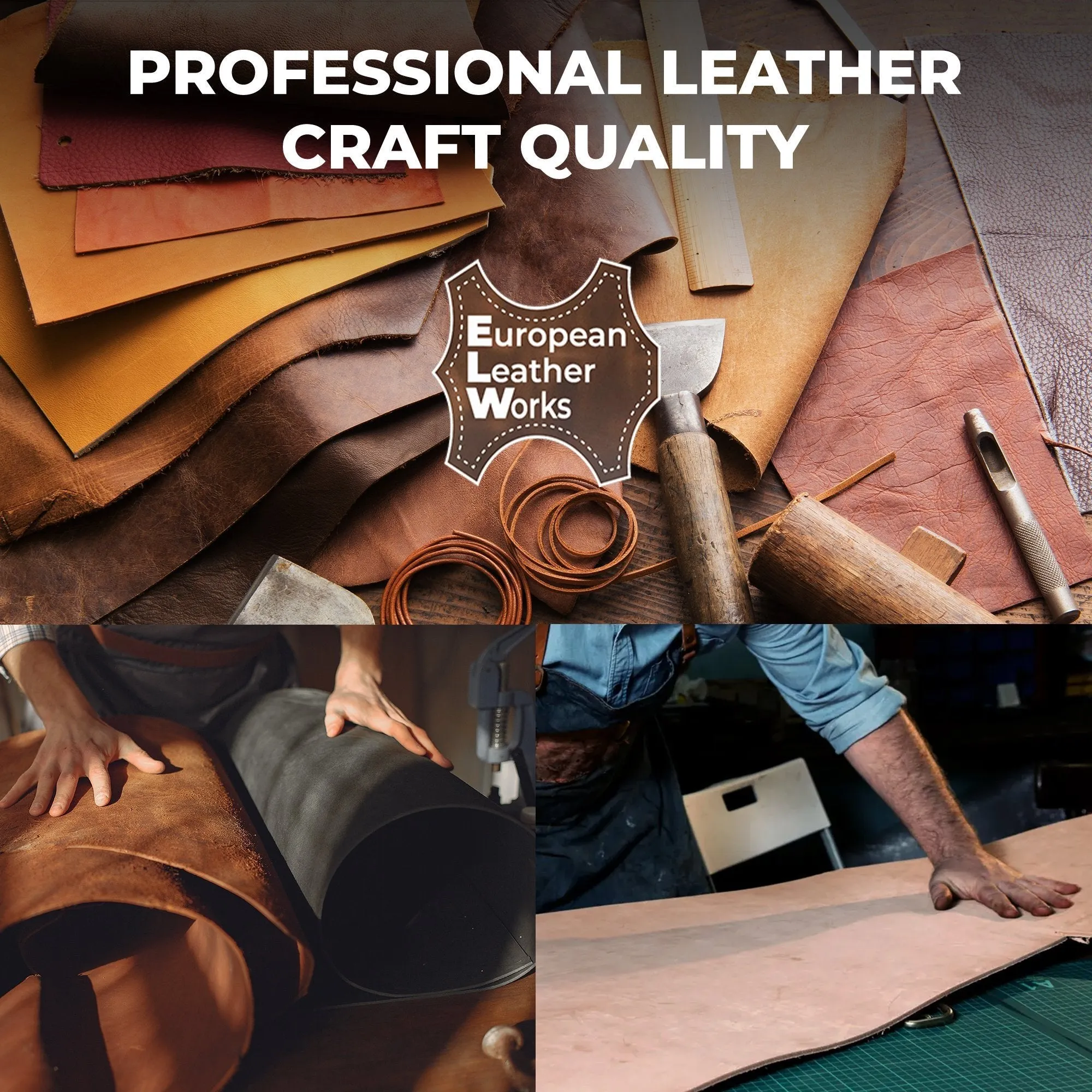 ELW Vegetable Tanned Leather 8-9 Oz. (3.2-3.6mm) Thickness | Pre-Cut Sizes 6" to 48" | Tooling Leather Cowhide - Full Grain Leather