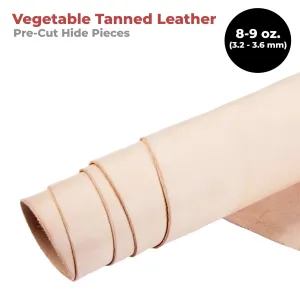 ELW Vegetable Tanned Leather 8-9 Oz. (3.2-3.6mm) Thickness | Pre-Cut Sizes 6" to 48" | Tooling Leather Cowhide - Full Grain Leather