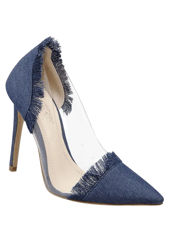Fashion Stiletto Heel Fringe Denim Pumps