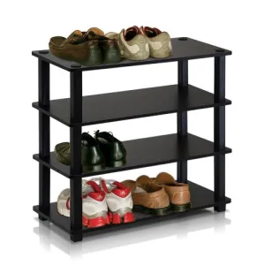 Furinno 13081EX/BK Turn-S-Tube 4-Tier Shoe Rack, Espresso/Black