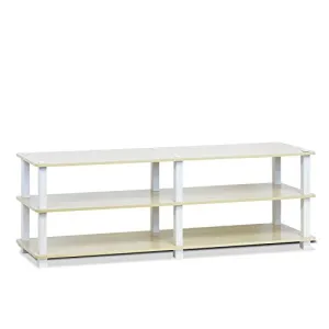 Furinno 14038SBE/WH TST No Tools 3-Tier Wide Shoe Storage Rack, Steam Beech/White