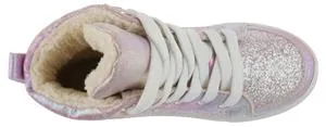 Girls Iridescent Faux Leather Lined High-Top Sneaker