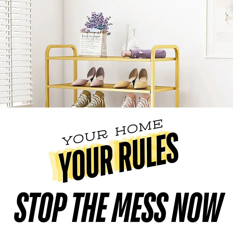 Gold Metallic Shoe Rack for Entryway