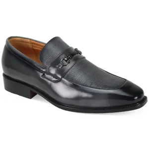 Grey Men's Slip On Dress Shoes Silver Buckle