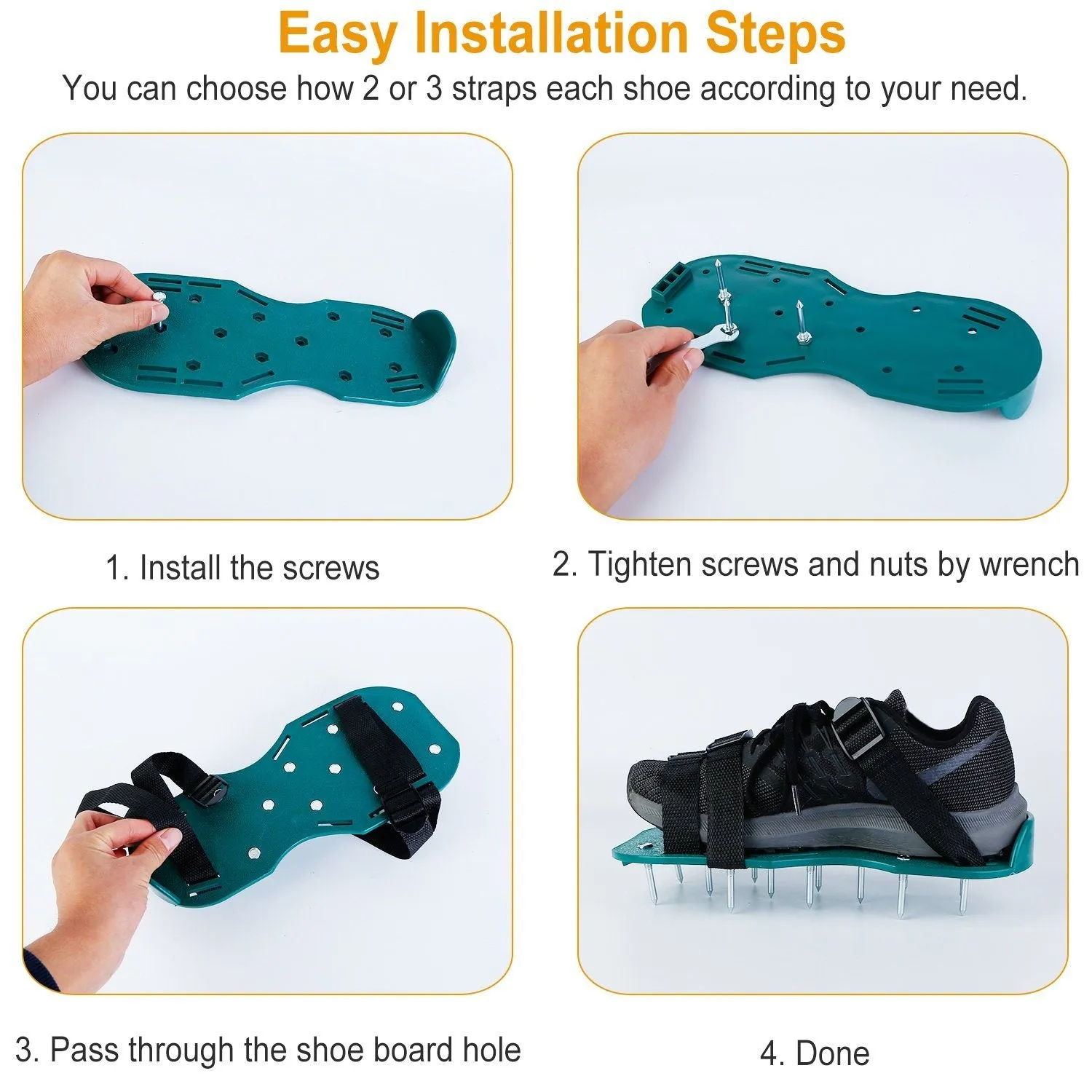Heavy Duty Lawn Aerator Shoes with Adjustable Straps