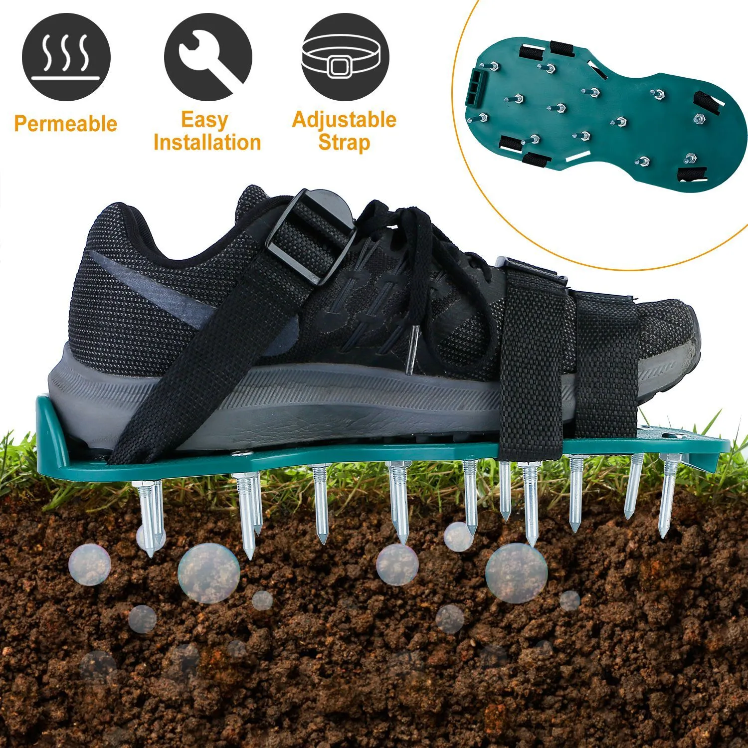 Heavy Duty Lawn Aerator Shoes with Adjustable Straps