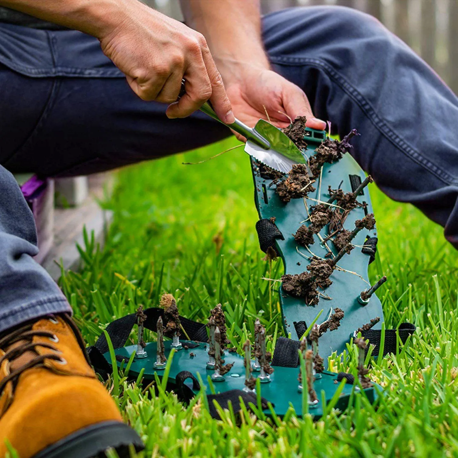 Heavy Duty Lawn Aerator Shoes with Adjustable Straps