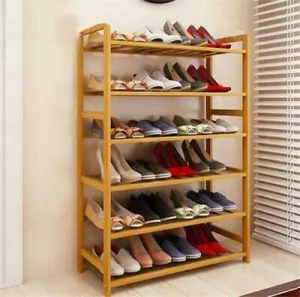 High Quality 6 Tier Wood Bamboo Shelf Entryway Storage Shoe Rack Home Furniture #ns23 _mkpt