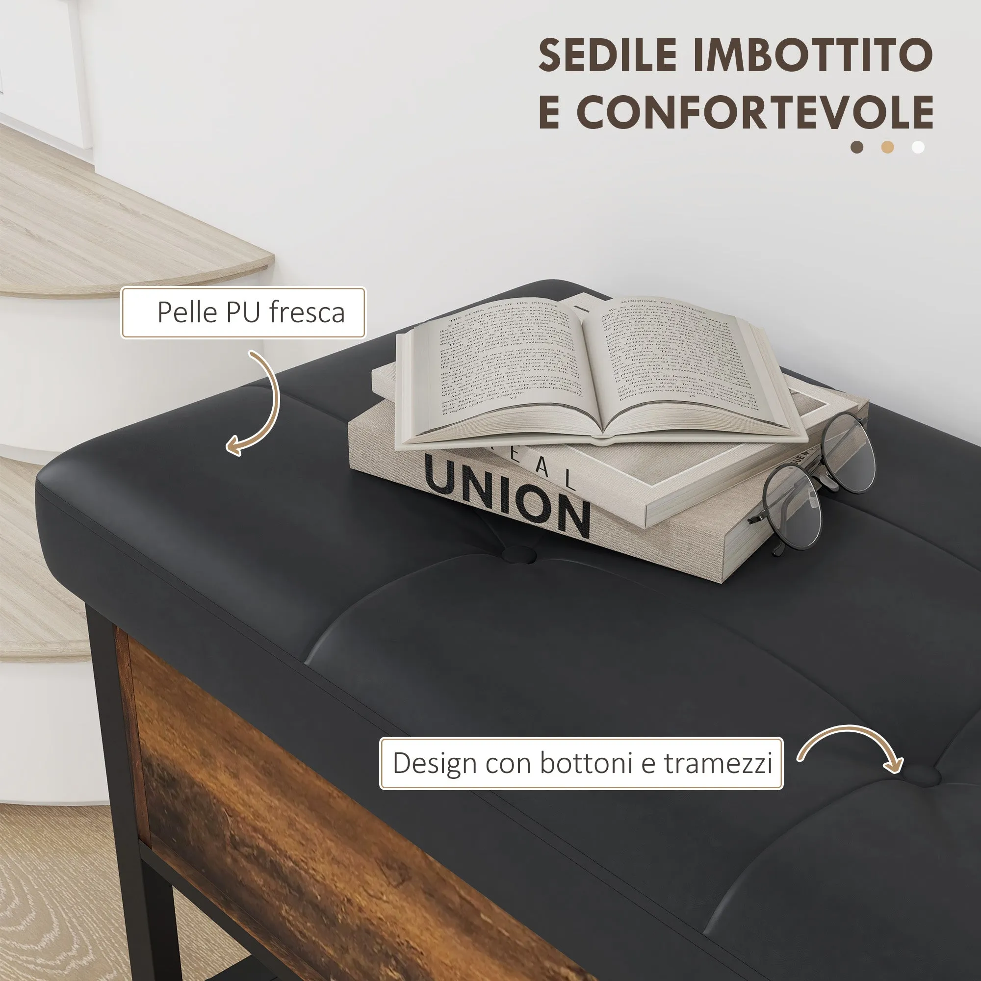 Industrial Entrance Shoe Bench with Hidden Shelf, Chipboard and Steel, 100x40x50 cm, Brown and Black