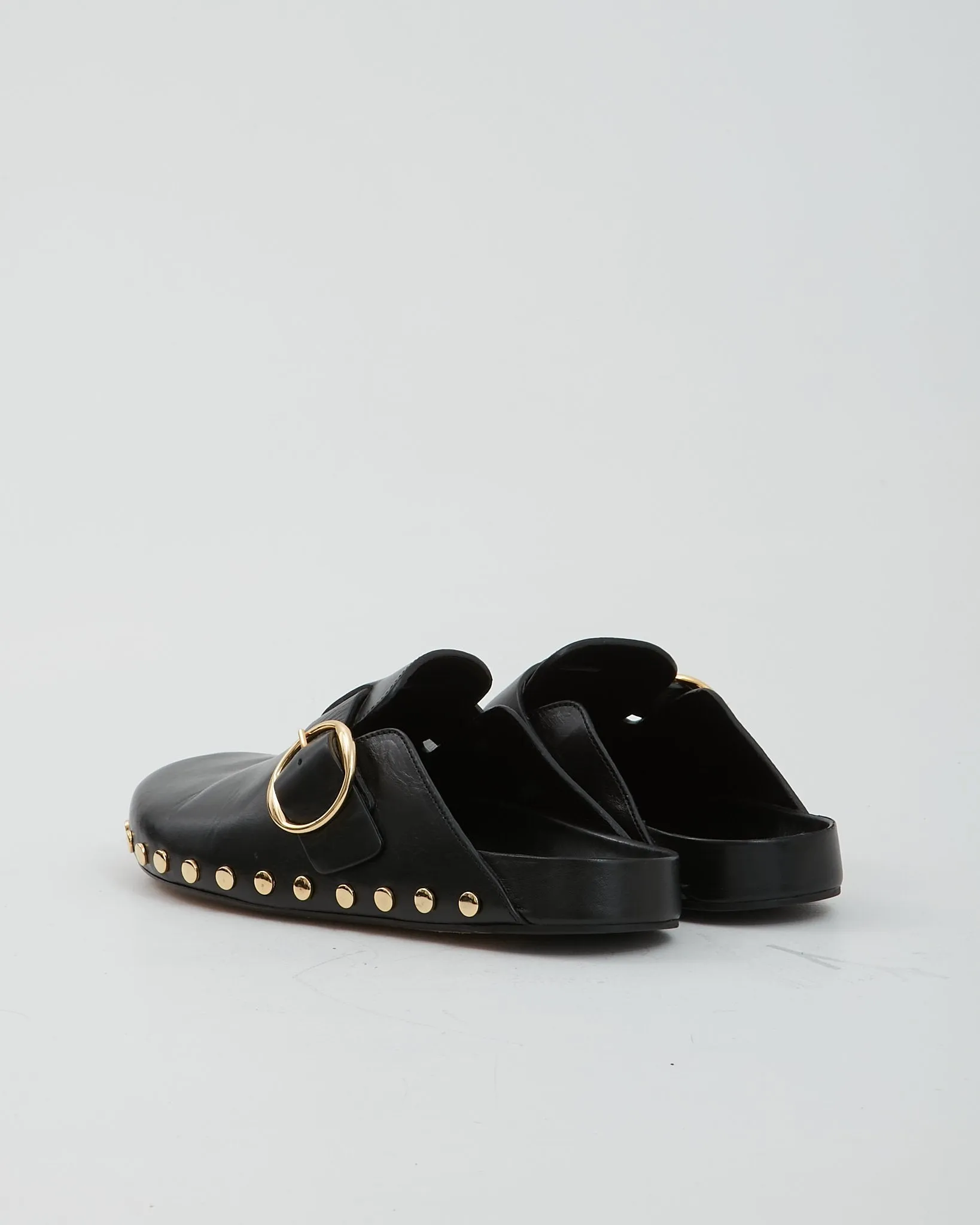 Isabel Marant Black Leather Studded Slip On Clogs - 41