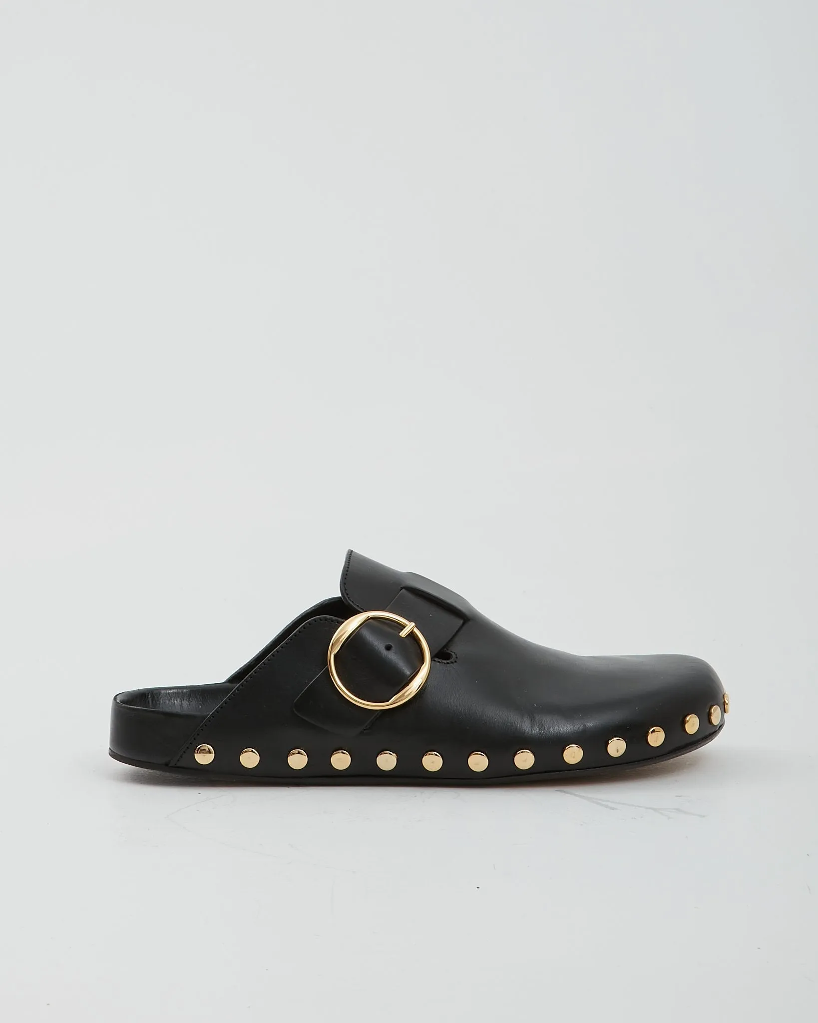 Isabel Marant Black Leather Studded Slip On Clogs - 41