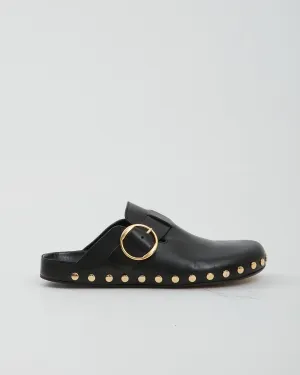 Isabel Marant Black Leather Studded Slip On Clogs - 41