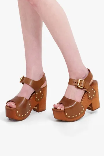 Jeanette 110mm Open Toe Clog | Ginger Brown