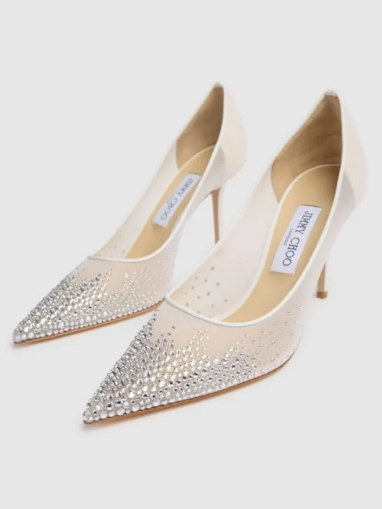 Jimmy Choo   85mm Love embellished tulle pumps 