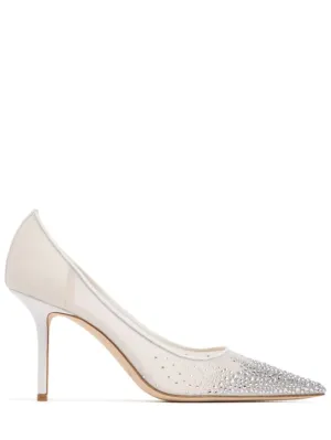 Jimmy Choo   85mm Love embellished tulle pumps 