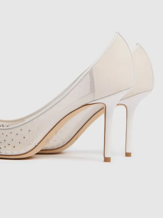 Jimmy Choo   85mm Love embellished tulle pumps 