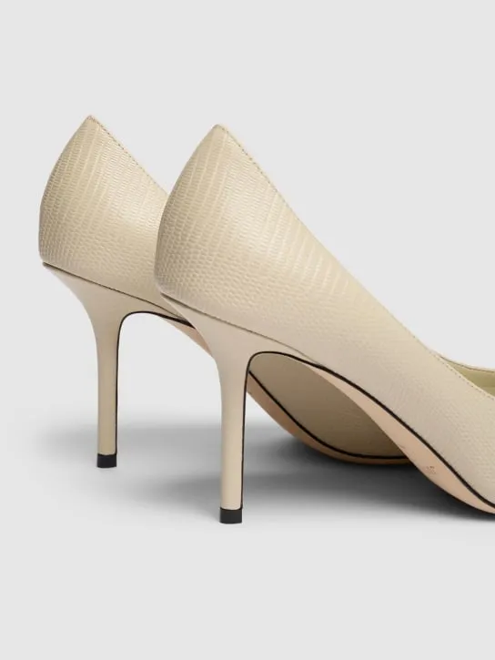 Jimmy Choo   85mm Love lizard printed leather pumps 