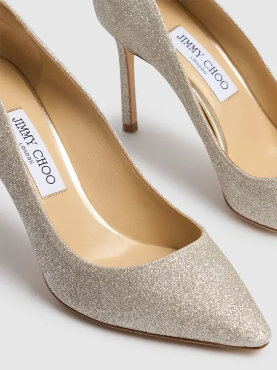 Jimmy Choo   85mm Romy glittered pumps 
