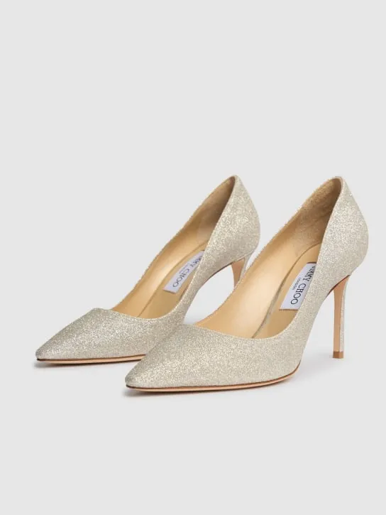 Jimmy Choo   85mm Romy glittered pumps 