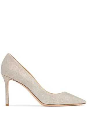Jimmy Choo   85mm Romy glittered pumps 