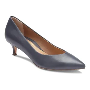 Josie Kitten Heel - Navy Leather LAST ONE SIZE 5