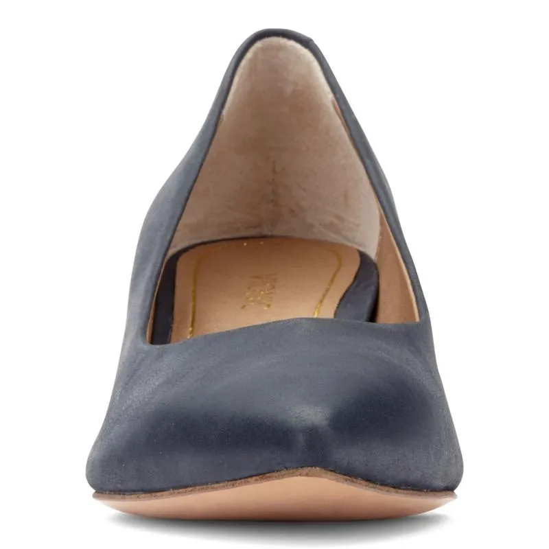 Josie Kitten Heel - Navy Leather LAST ONE SIZE 5