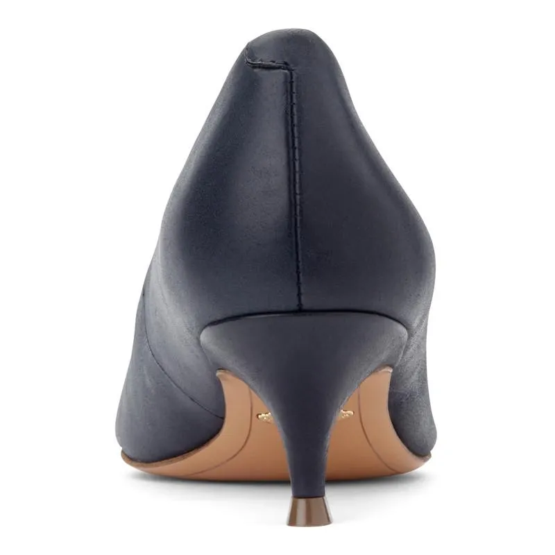 Josie Kitten Heel - Navy Leather LAST ONE SIZE 5