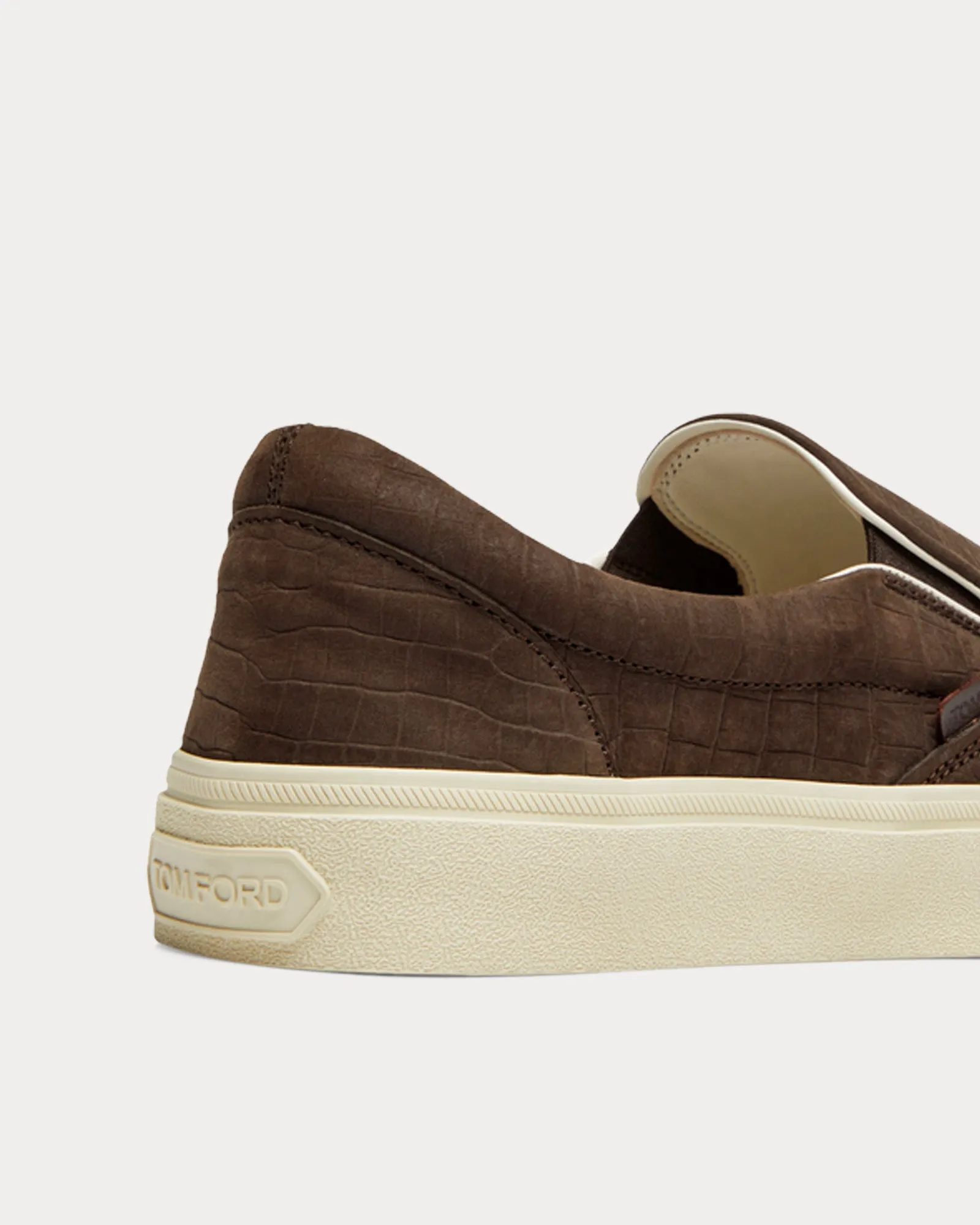 Jude Stamped Croc Nubuck Fango / Cream Slip On Sneakers