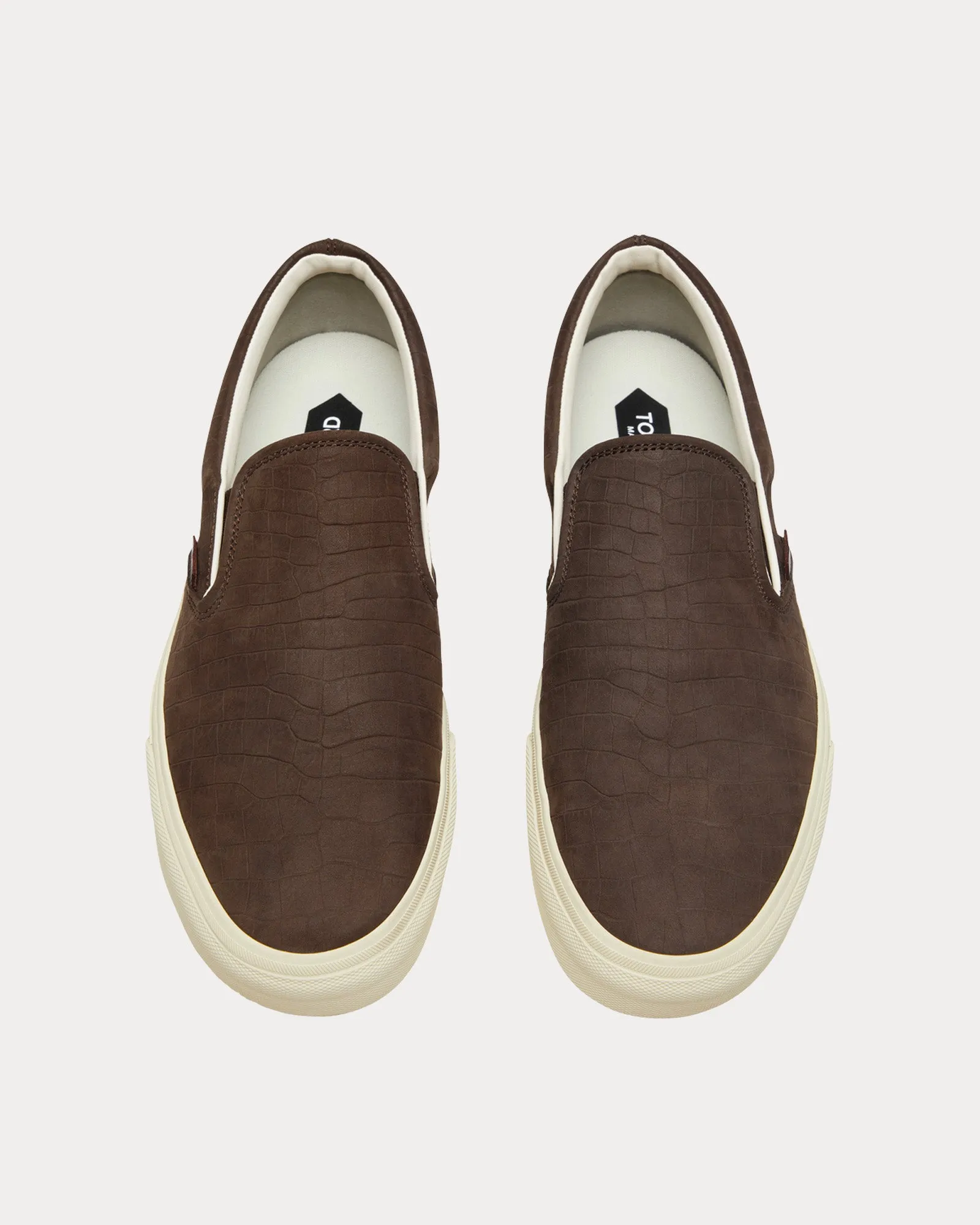 Jude Stamped Croc Nubuck Fango / Cream Slip On Sneakers