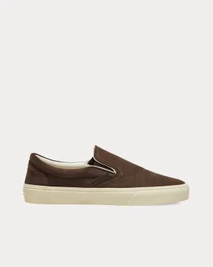 Jude Stamped Croc Nubuck Fango / Cream Slip On Sneakers