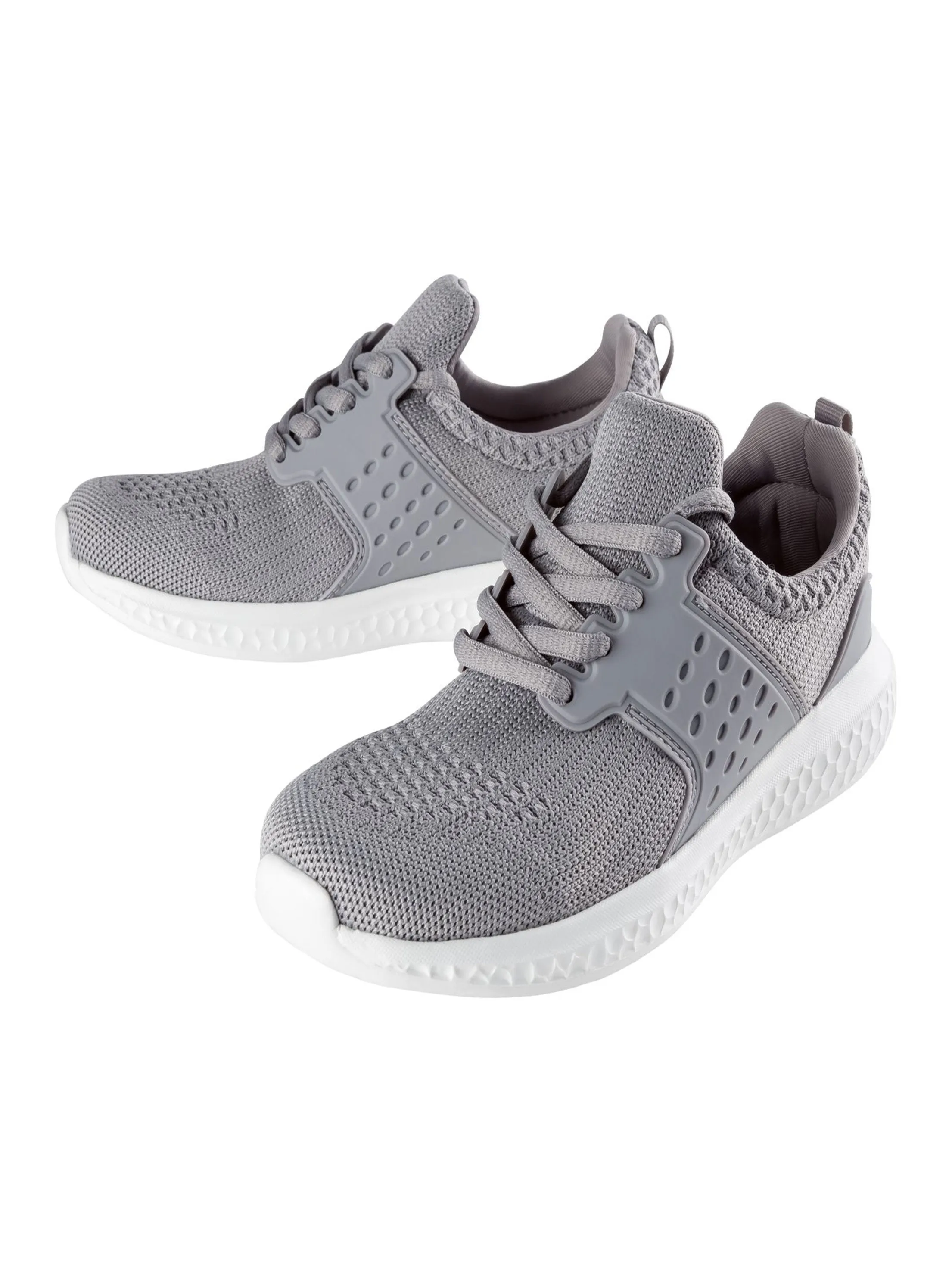 Kids Girl Textured Lace Up Sport Shoes,Grey