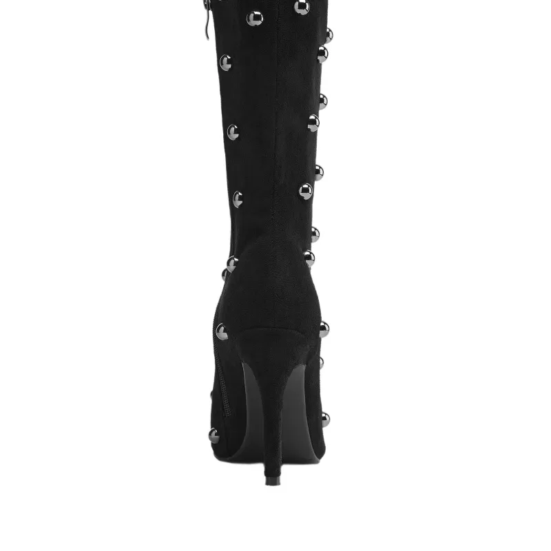 KONEU Studded High Heel Over The Knee Boots