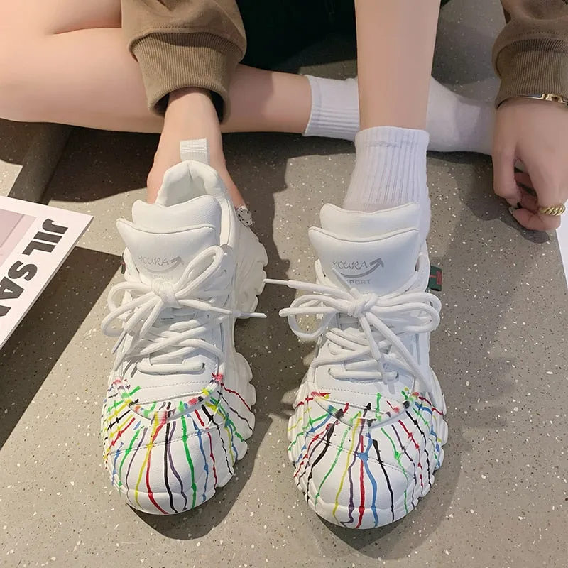 Kora Colorful Paint lines Sneakers - 3 Colors