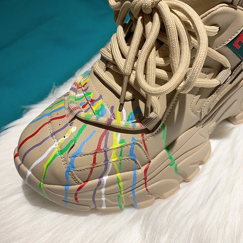 Kora Colorful Paint lines Sneakers - 3 Colors