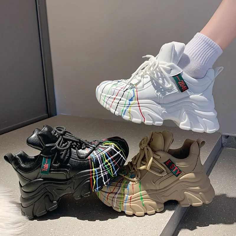 Kora Colorful Paint lines Sneakers - 3 Colors
