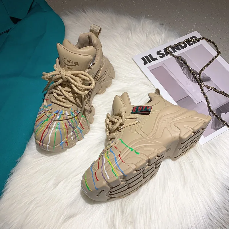 Kora Colorful Paint lines Sneakers - 3 Colors