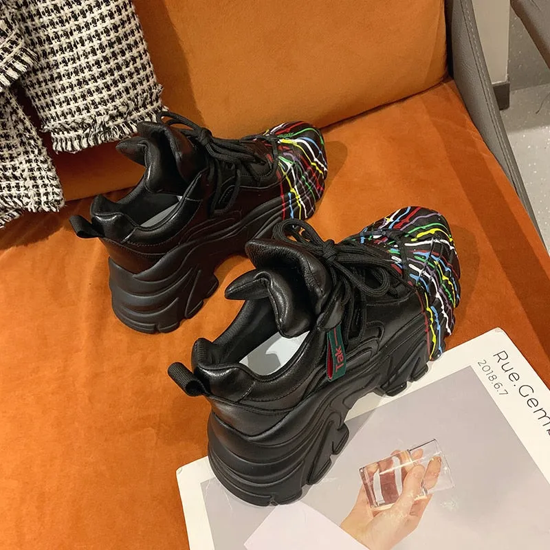 Kora Colorful Paint lines Sneakers - 3 Colors