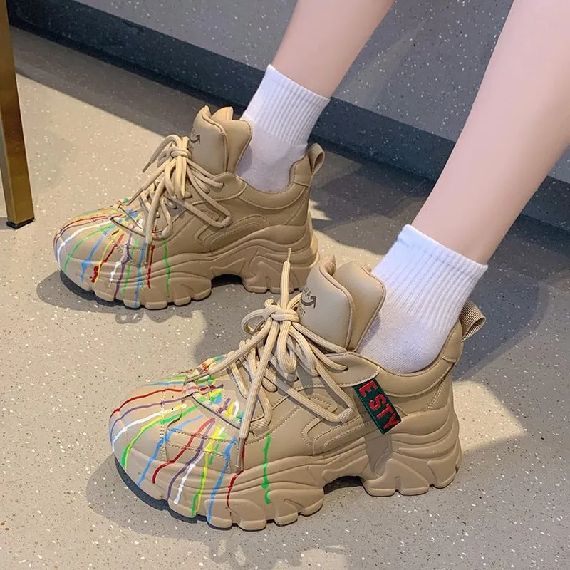 Kora Colorful Paint lines Sneakers - 3 Colors