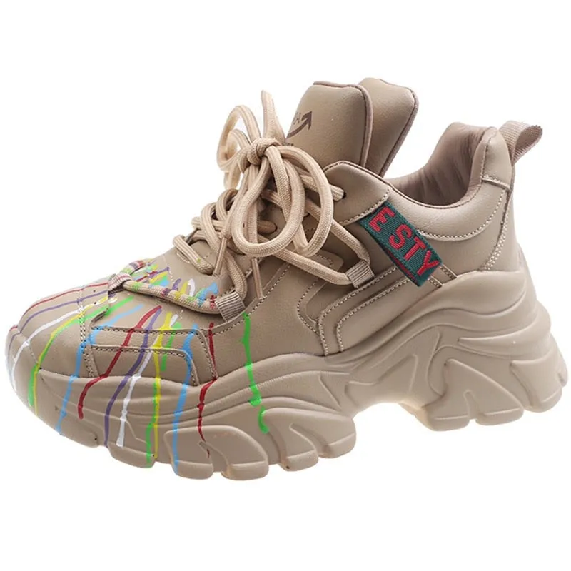 Kora Colorful Paint lines Sneakers - 3 Colors