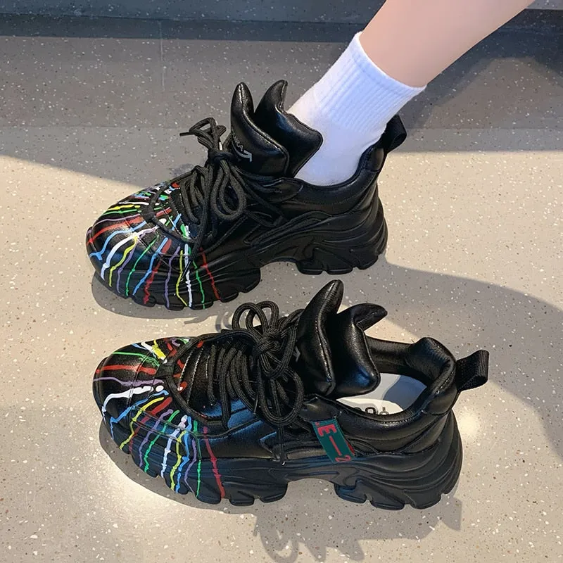 Kora Colorful Paint lines Sneakers - 3 Colors