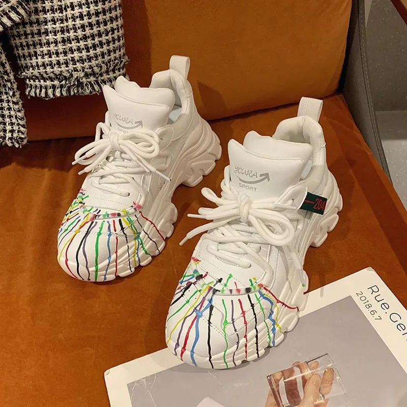 Kora Colorful Paint lines Sneakers - 3 Colors