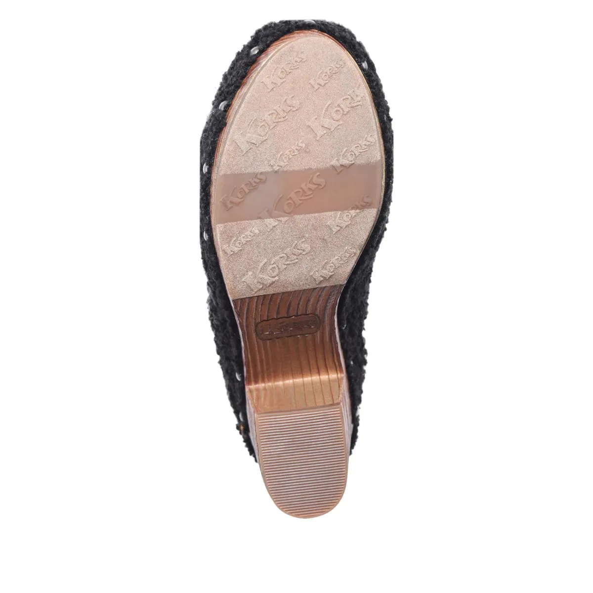 Korks by Kork Ease Studded Teddy Round Toe Block Heel Slip On Clog