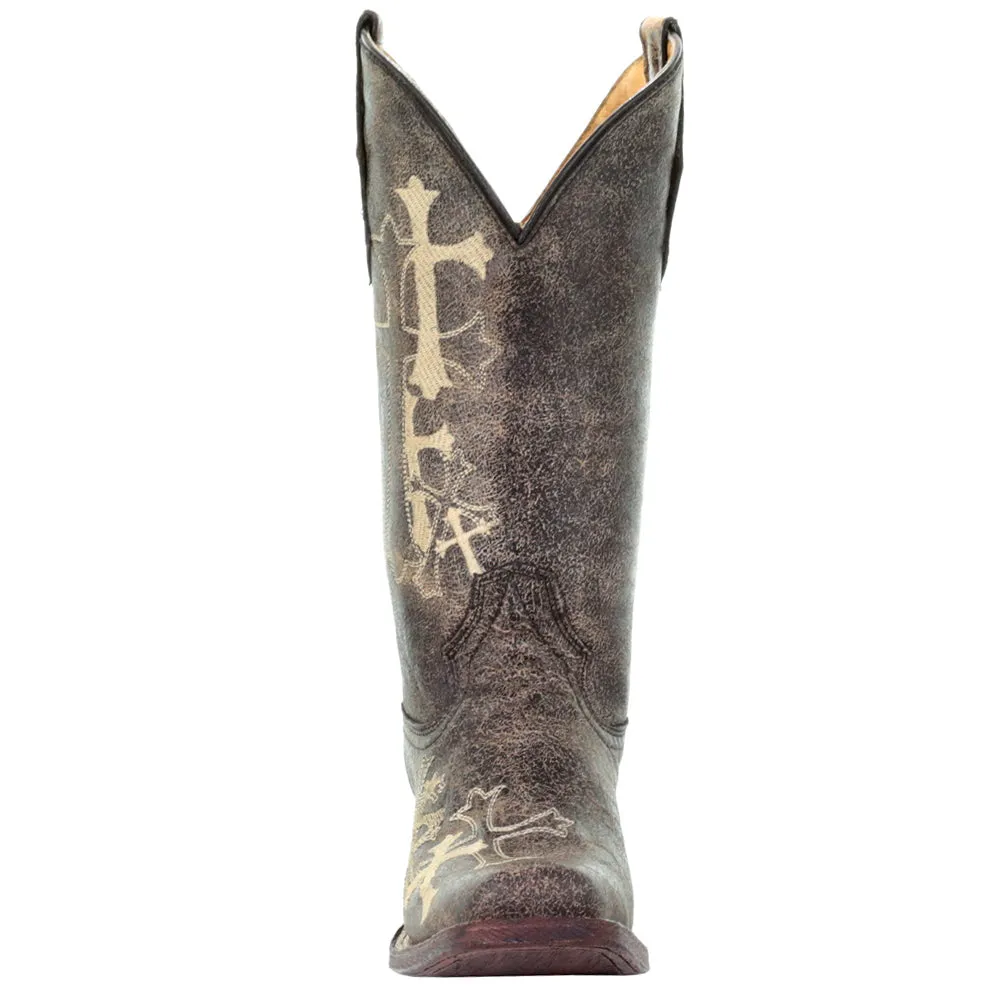 L5042 Embroidery Square Toe Cowboy Boots