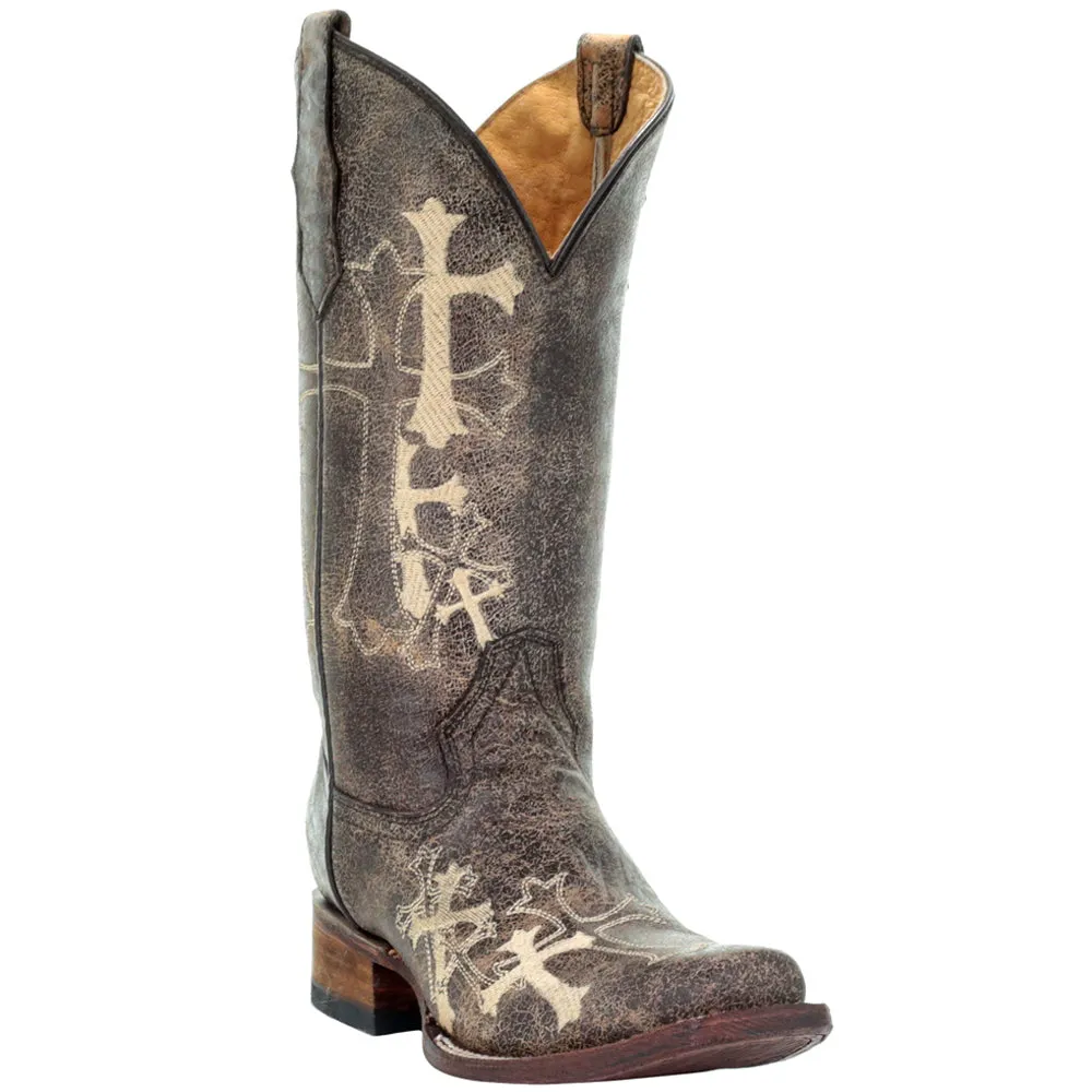 L5042 Embroidery Square Toe Cowboy Boots