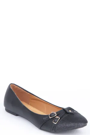 Large Size Buckle Detail Sparkle Pumps