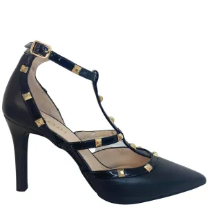 Lodi Ruseti Caged Black Leather Stilettos