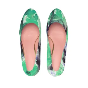 Love Sea Blue Rose Floral Print Women's Designer 4" Platform Heels  (US Size: 5-11)