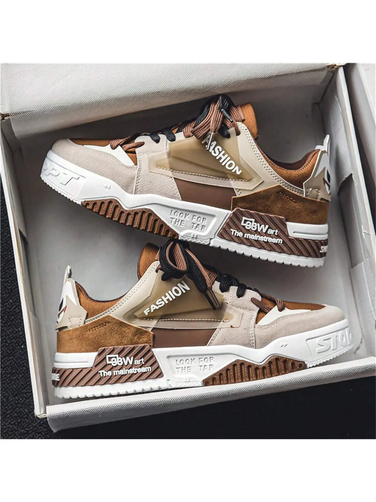 Men's Fashion High Street Mixed Color Lace-up Sneakers