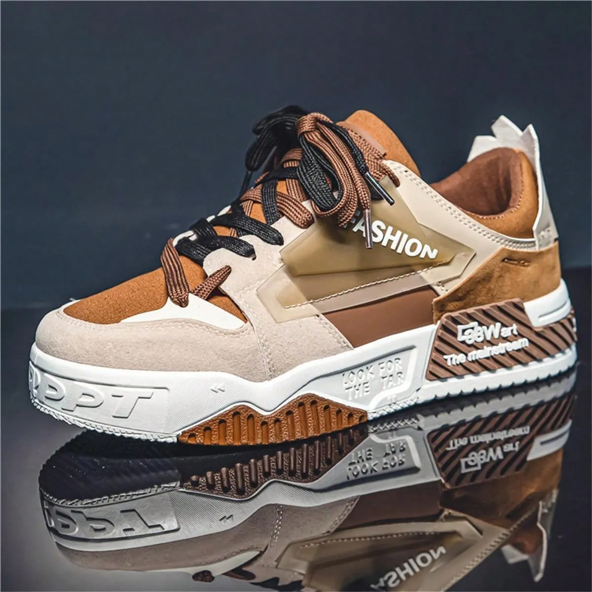 Men's Fashion High Street Mixed Color Lace-up Sneakers