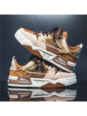 Men's Fashion High Street Mixed Color Lace-up Sneakers